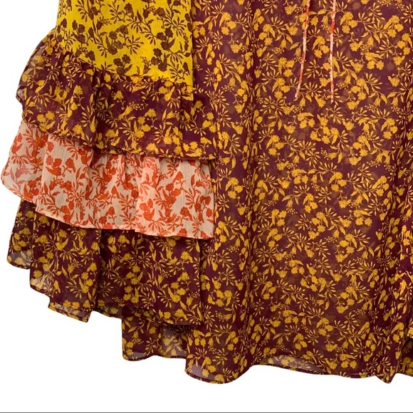 Alice + Olivia Floral Sheer Blouse - Yellow and Red - Picture 5 of 12